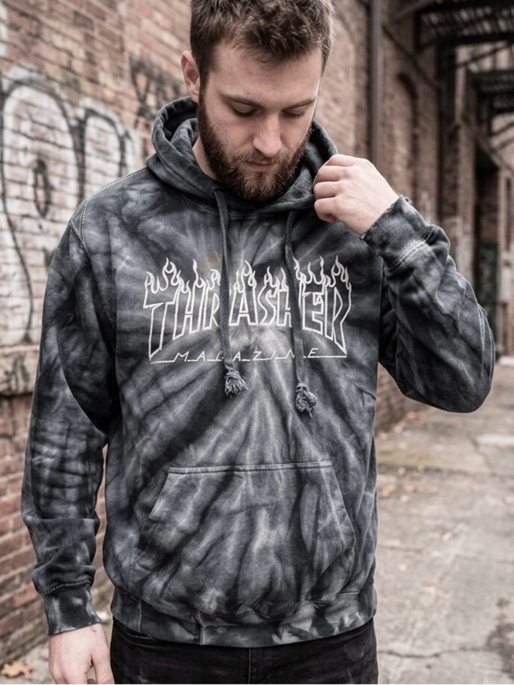 Thrasher Skateboarding Tie-Dye Graphic Pullover Hoodie Men’s S 🎁 free w bundle*